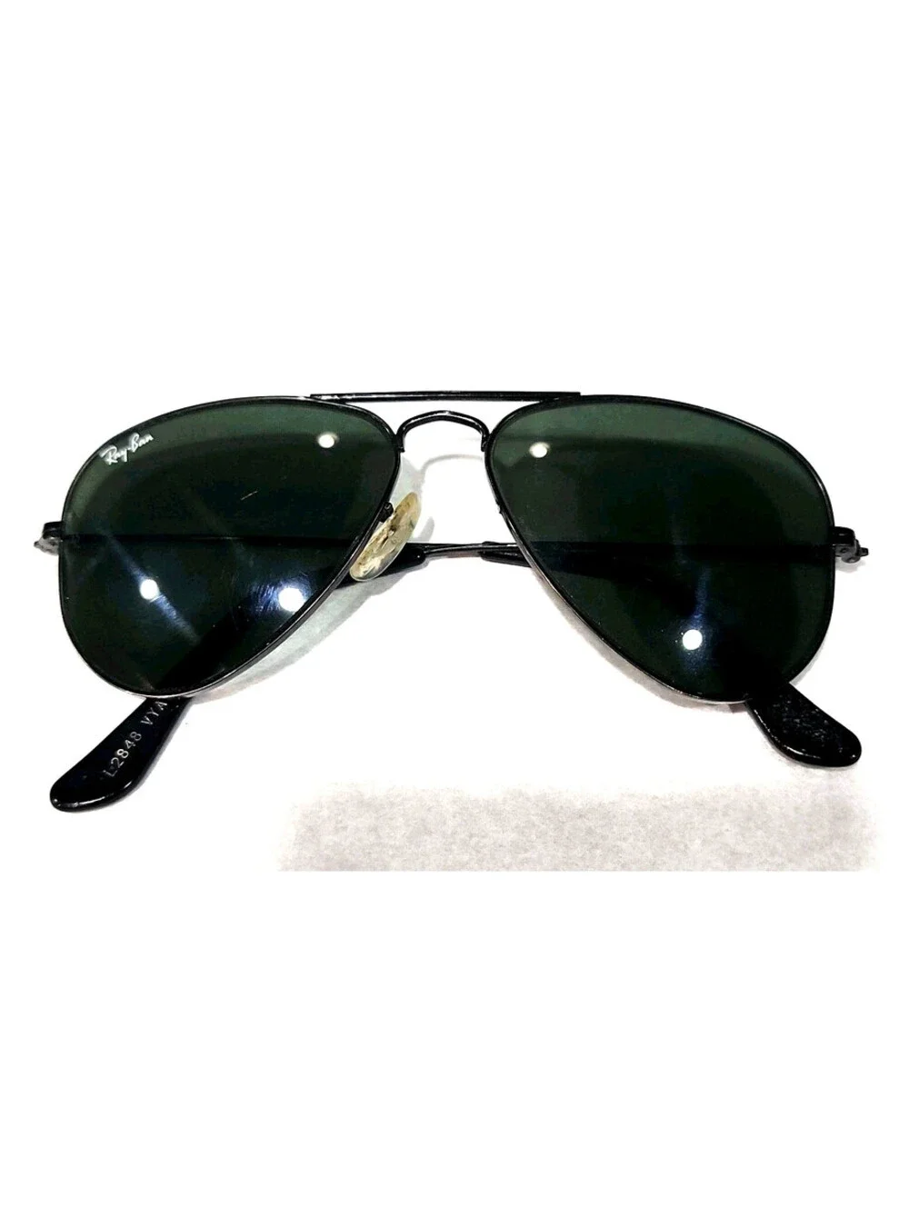Ray Ban B&L L2848 Broken Nose Pad Holder Small Aviator Black Sunglasses 52-14